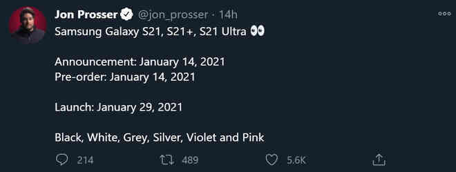 Galaxy S21 sẽ ra mắt vào ngày 14/1