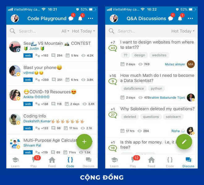 Cộng đồng học lập trình trên SoloLearn