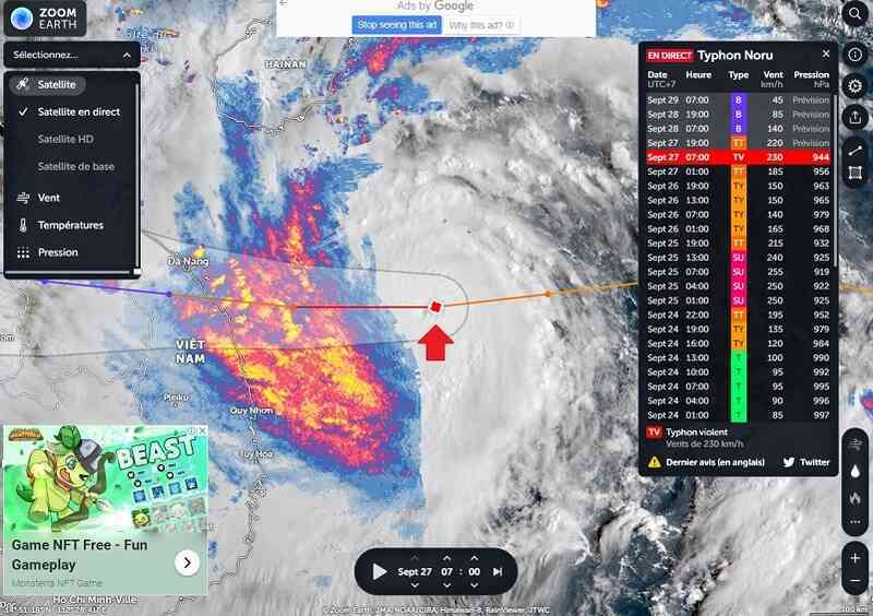 Cách theo dõi bão Noru trực tiếp qua vệ tinh