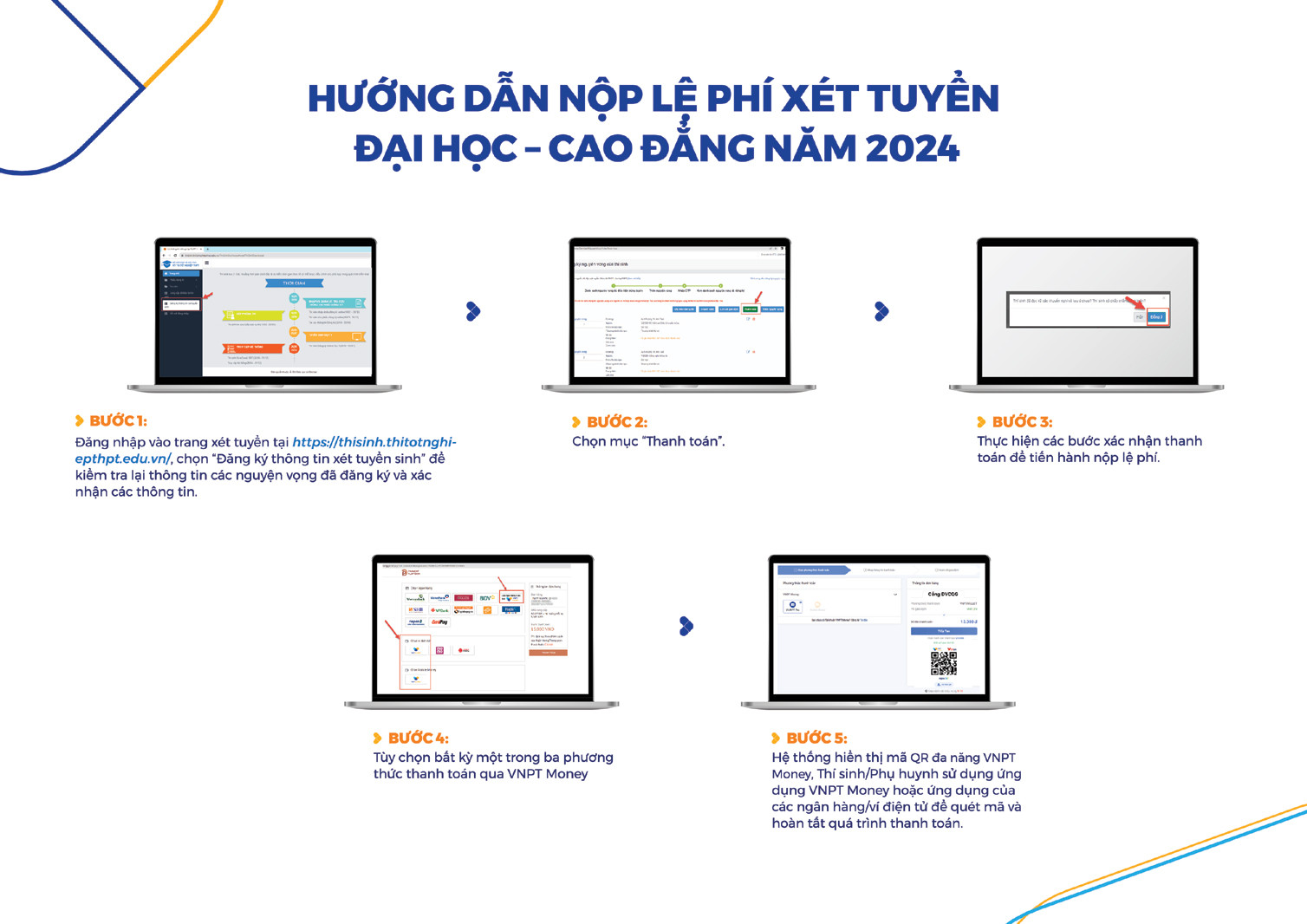 Nộp phí xét tuyển đại học, cao đẳng bằng QR đa năng trên VNPT Money